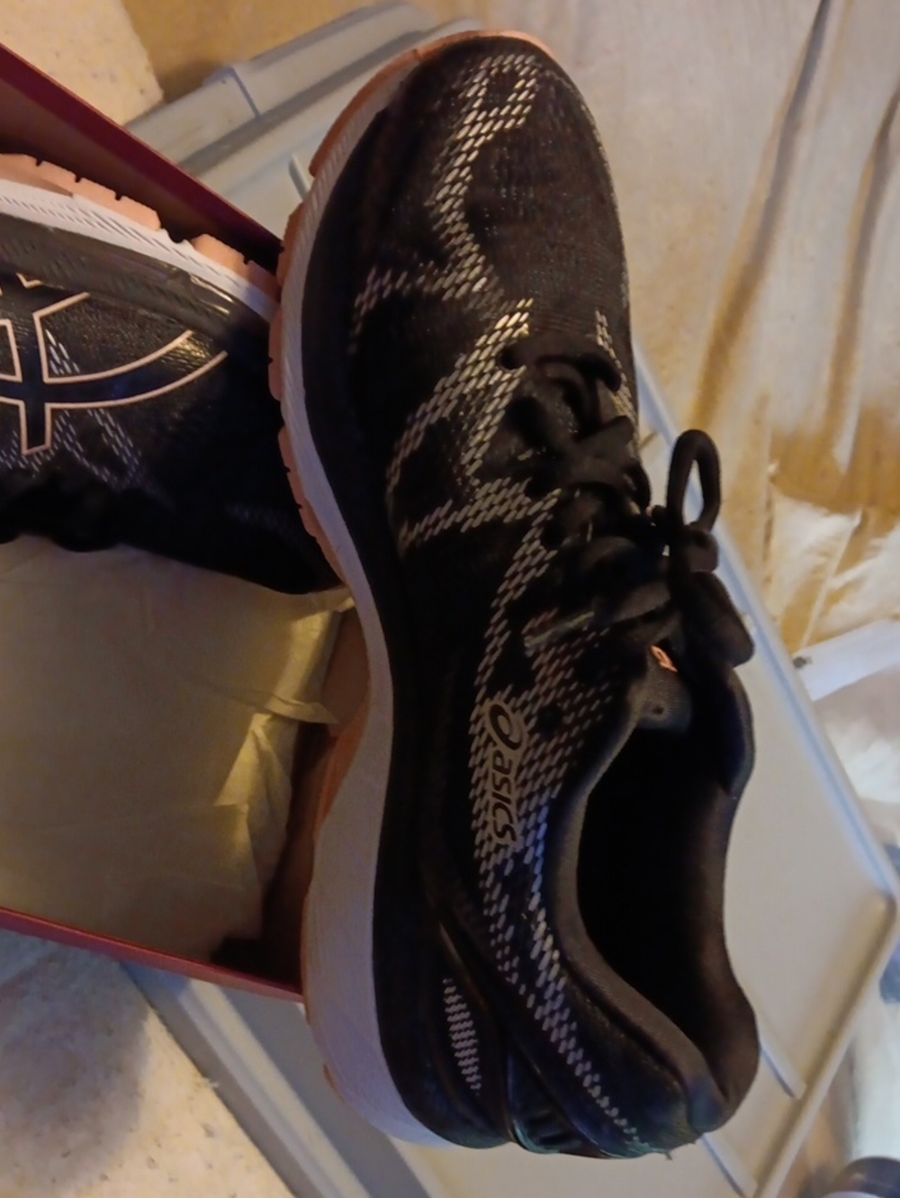 Asics Black and Pink Women's Athletic Running Shoes